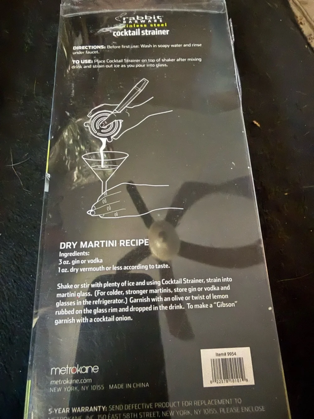 Rabbit Barware Stainless Steel Cocktail Strainer and Bar Knife Set - Silver